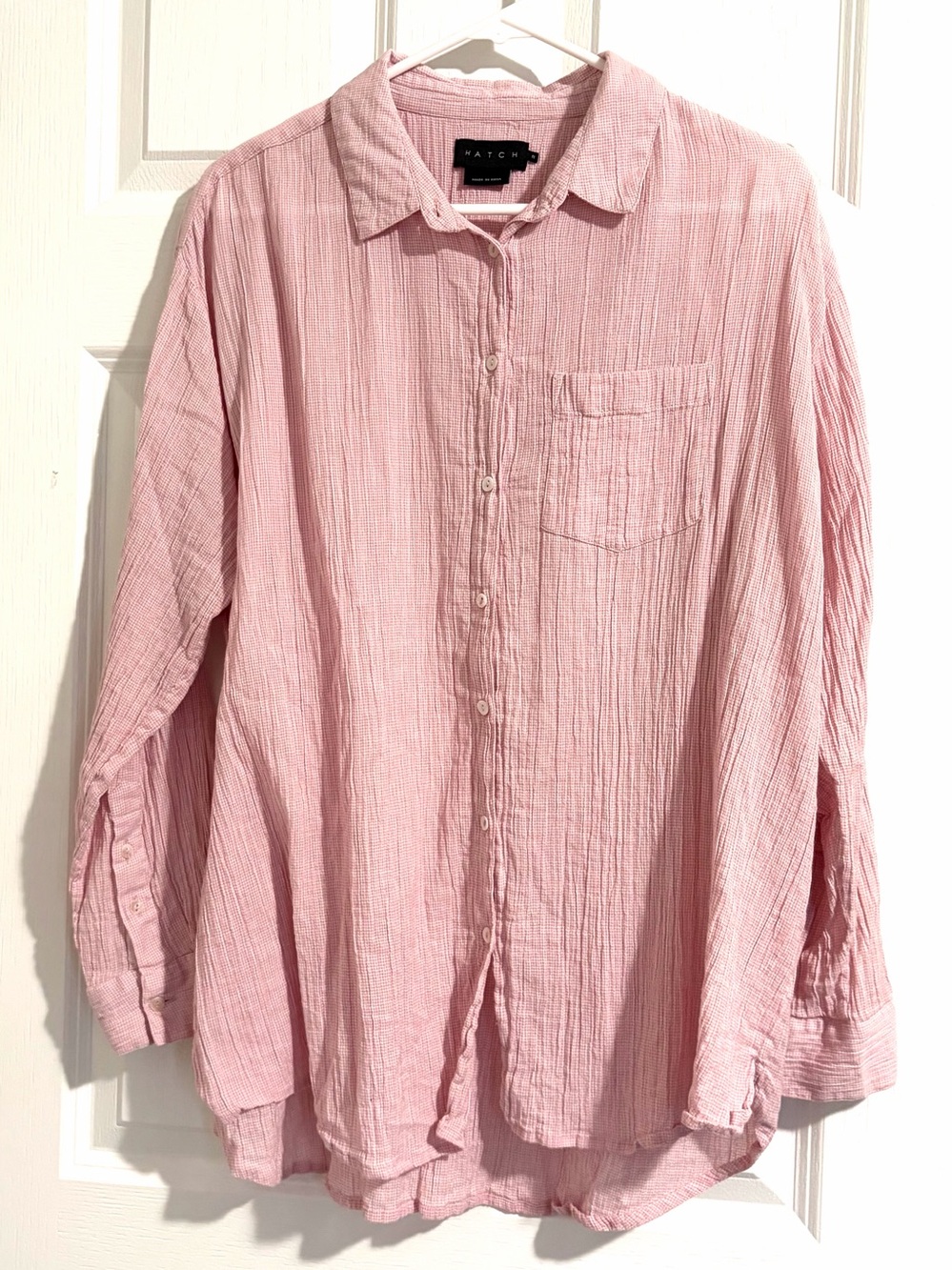 Hatch Maternity Blouse Sz 2 Medium Pink Long Sleeve Button Up